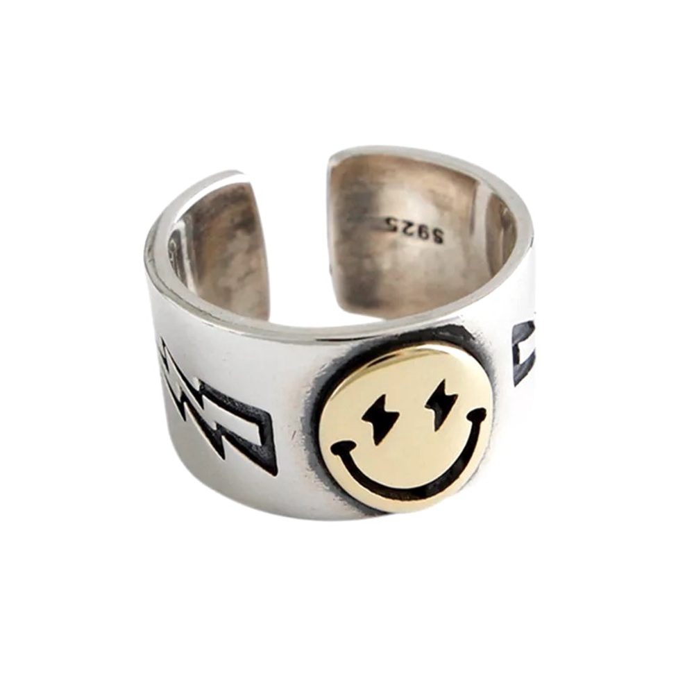 COPY - Silver Smile Face Rings,Boho Ring,Jewelry, Mens Ring ( Adjustable ) Ring…